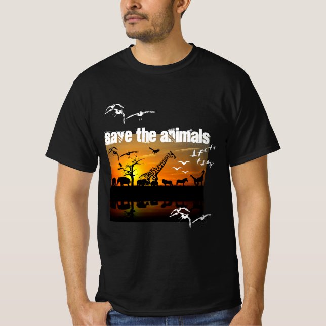 Save the animals men black T-Shirt (Front)