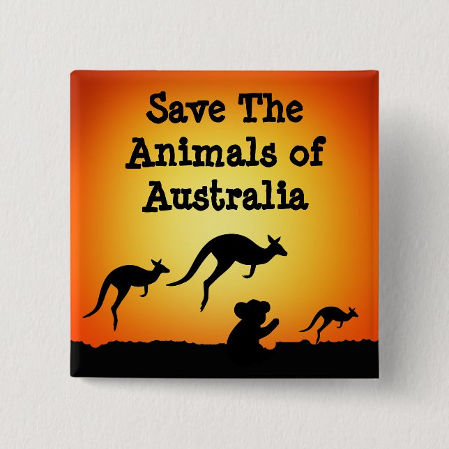 Save The Animals of Australia 15 Cm Square Badge (Front)