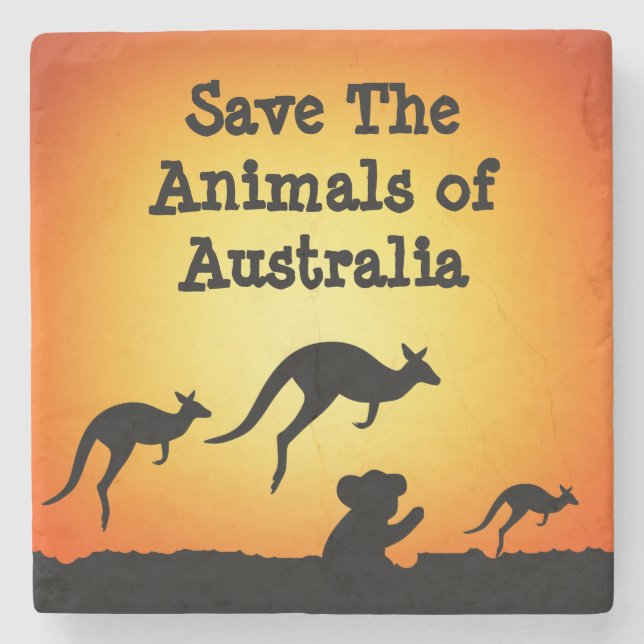 Save The Animals of Australia Stone Coaster (Front)