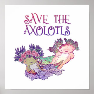Save the Axolotls,Axolotl,Salamander Poster