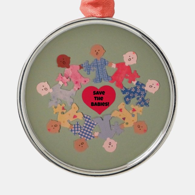 Save the Babies Metal Tree Decoration (Front)