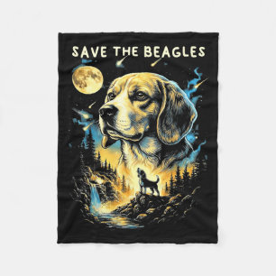 Save The Beagles Animal Vintage Dog Beagle Lovers Fleece Blanket