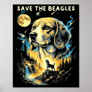 Save The Beagles Animal Vintage Dog Beagle Lovers Poster