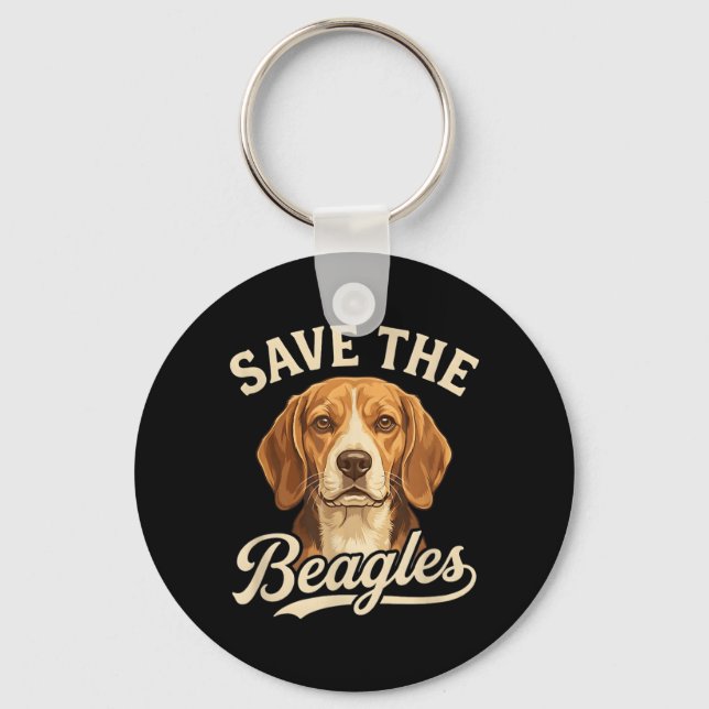 Save The Beagles Cute Dog Lover Design Key Ring (Front)