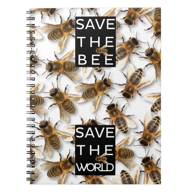 Save the Bee! Save the World! Boxed Bee Spiral Notebook (Front)