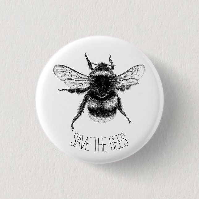 Save the Bees 3 Cm Round Badge (Front)