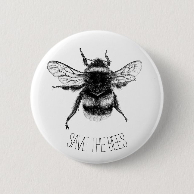 Save the Bees 6 Cm Round Badge (Front)