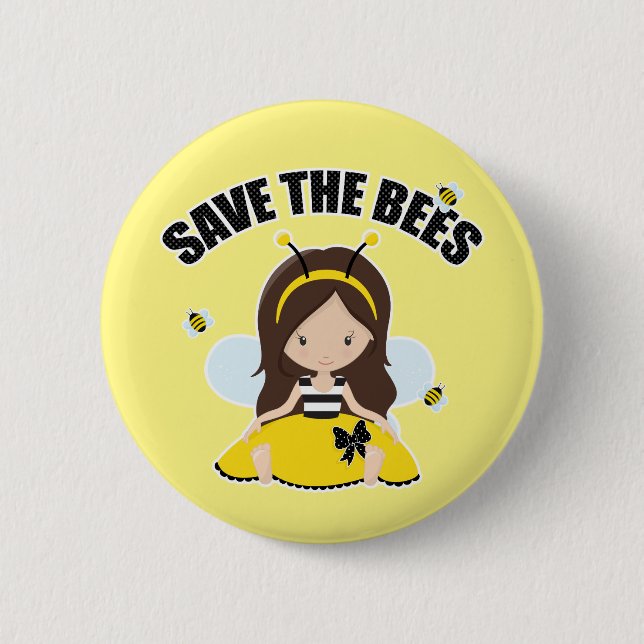 Save the Bees 6 Cm Round Badge (Front)