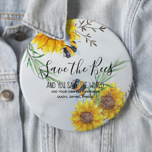 Save The Bees And You Save The World Personalised 6 Cm Round Badge