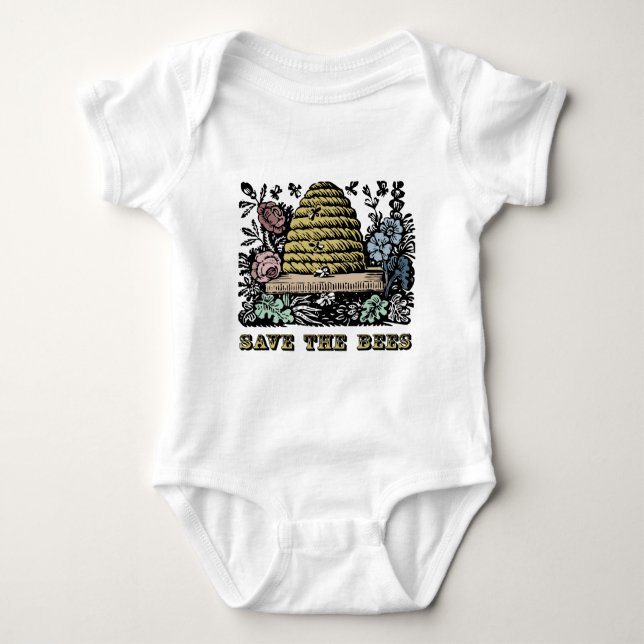 Save The Bees Baby Bodysuit (Front)