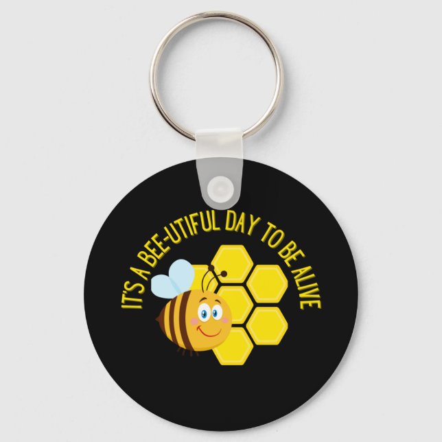Save the Bees BEE Slogan Quotes Awareness Gifts Key Ring (Front)