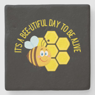 Save the Bees BEE Slogan Quotes Awareness Gifts Stone Coaster