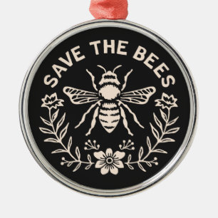 Save the bees beekeeping biodiversity black metal tree decoration