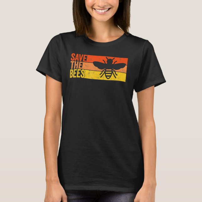 Save The Bees Bumblebee Retro Beekeeper 2 T-Shirt (Front)