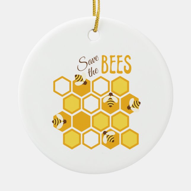 Save the Bees Ceramic Tree Decoration (Front)