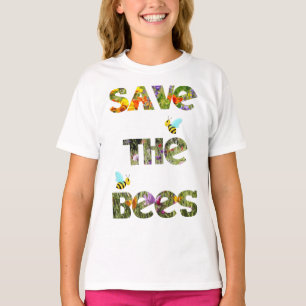 Save The Bees Colourful Wildflower Meadow Nature T-Shirt