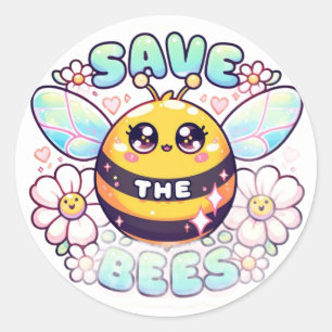 Save The Bees Cute Classic Round Sticker