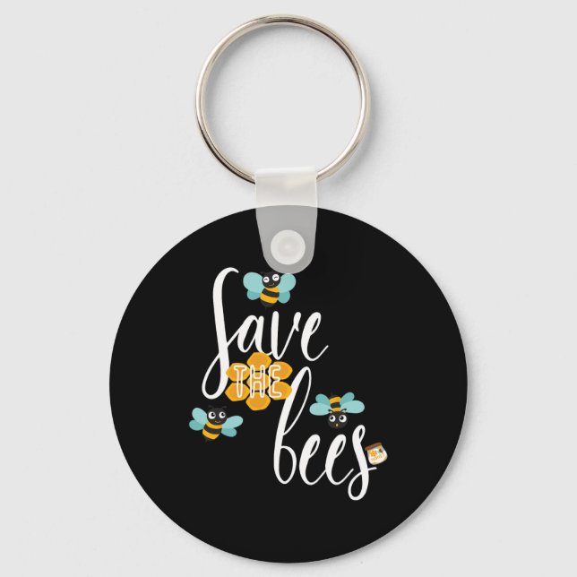 Save The Bees Earth Lover Planet Beekeeper Beekeep Key Ring (Front)