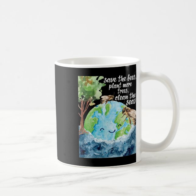Save The Bees - Environmental Protection Earth Day Coffee Mug (Right)