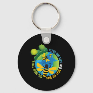 Save The Bees - Environmental Protection Earth Day Key Ring