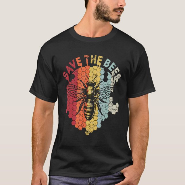Save The Bees Environmentalist Bees  Retro Style 1 T-Shirt (Front)