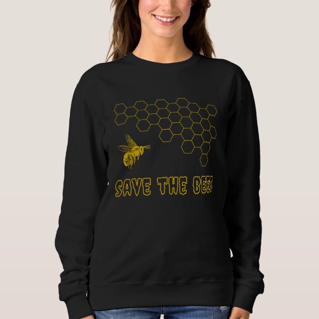 Save The Bees Goth Emo Environmentalist Black and  Sweatshirt (Front)