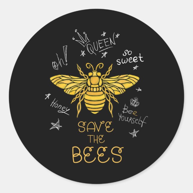 Save The Bees Graffiti Apiary Shirt Bee Beekeeper  Classic Round Sticker (Front)