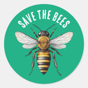 Save the Bees Green Classic Round Sticker