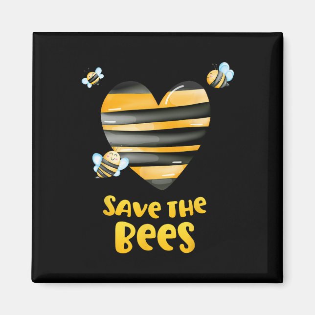 Save The Bees Heart Apiary Shirt Bee Beekeeper Ear Magnet (Front)