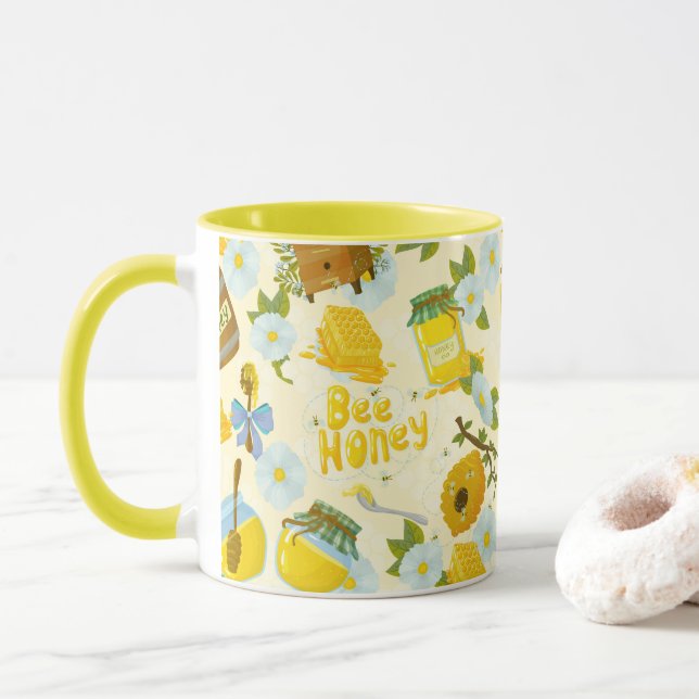 Save the Bees Inspirational Bee Honey Lover Gift  Mug (With Donut)