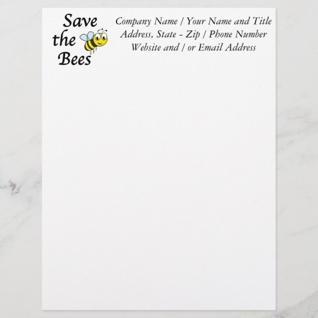 Save the Bees Letterhead (Front)