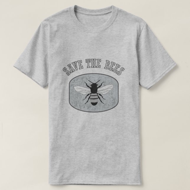 Save the Bees Mens Grey T-shirt (Design Front)