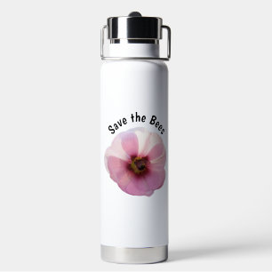 Save the Bees Pink Hollyhock Water Bottle