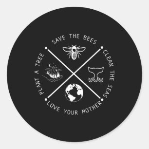 Save The Bees Plant More Trees Earth Day Classic Round Sticker