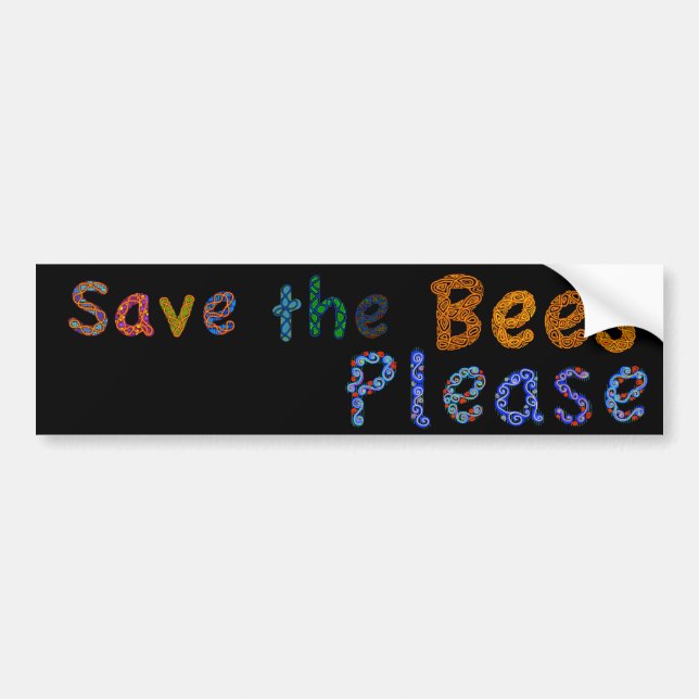 Save the Bees Please Casual Colour Bumper Sticker (Front)