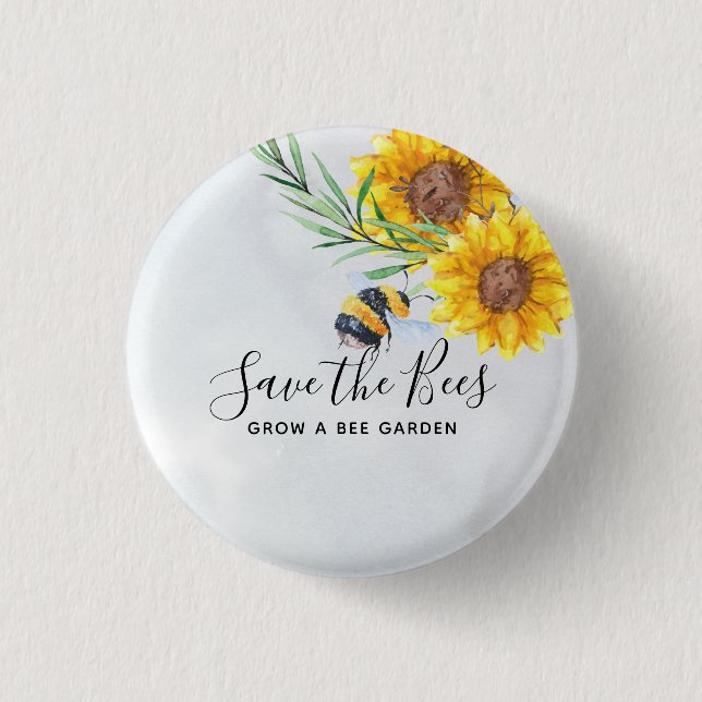 Save The Bees - Quotes, Slogans Sayings Sunflowers 3 Cm Round Badge (Front)