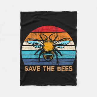 Save The Bees Retro Vintage Climate Change Earth D Fleece Blanket