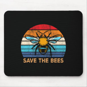 Save The Bees Retro Vintage Climate Change Earth D Mouse Pad
