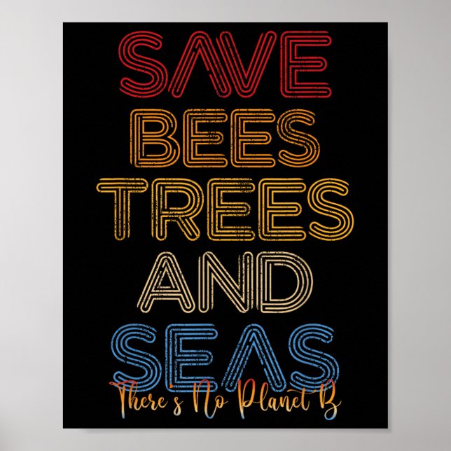 Save The Bees, Trees And Seas There Is No Planet B Poster (Front)