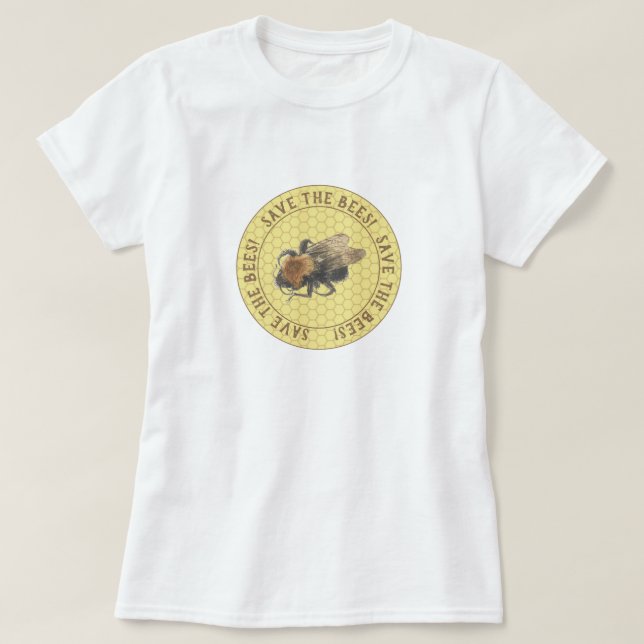 Save the Bees |  Vintage Honeybee & Honeycomb T-Shirt (Design Front)
