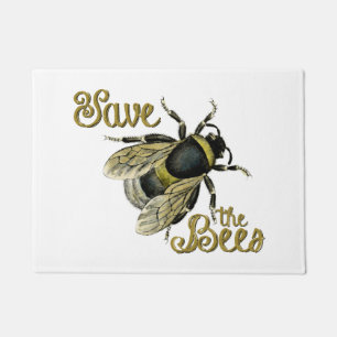 Save the Bees vintage illustration Doormat