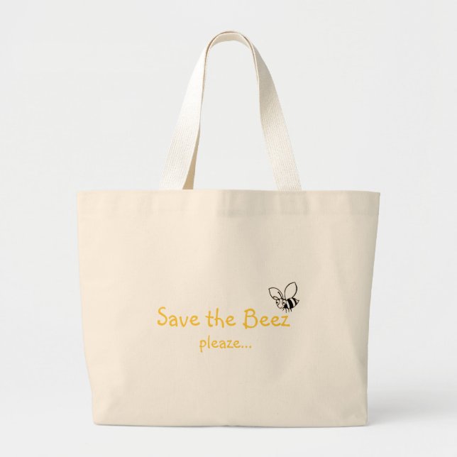 Save the Beez pleaze...Bag - Customised Large Tote Bag (Front)