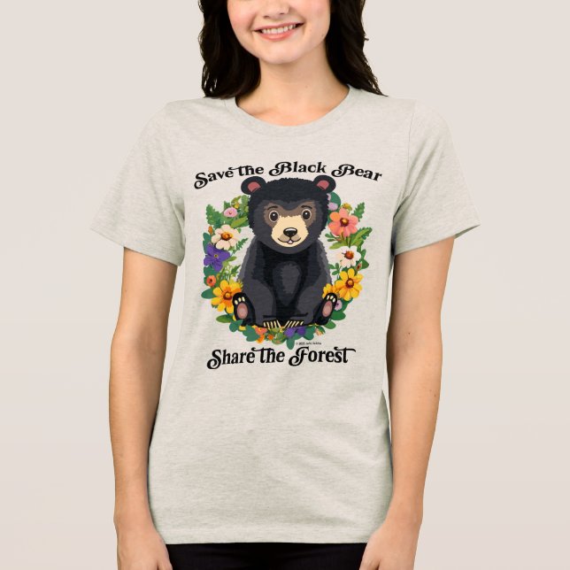 Save the Black Bear, Share the Forest Tri-Blend Shirt (Front)