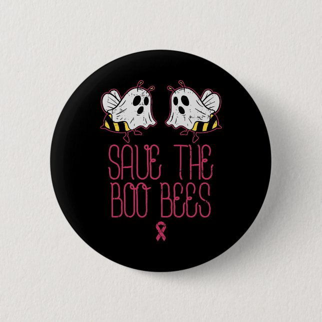 Save The Boo Bees Breast Cancer Awareness Hallowee 6 Cm Round Badge (Front)