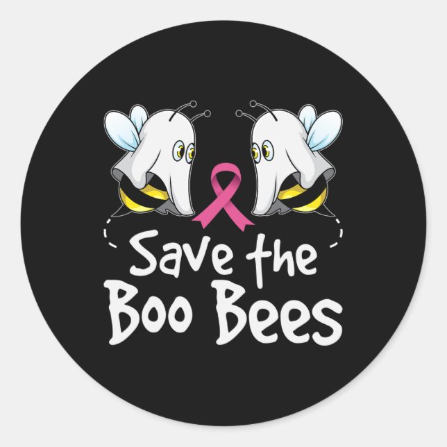 Save The Boo Bees Breast Cancer Awareness Hallowee Classic Round Sticker (Front)
