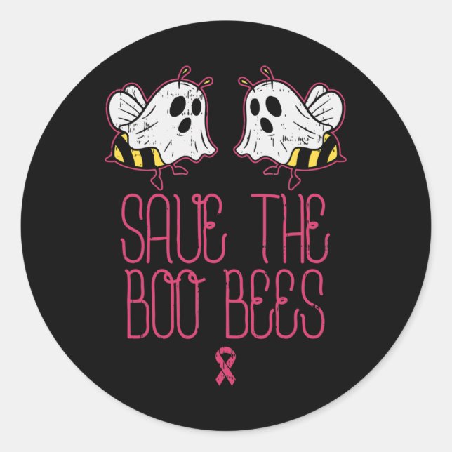 Save The Boo Bees Breast Cancer Awareness Hallowee Classic Round Sticker (Front)