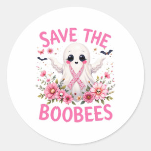 Save The Boo Bees Breast Cancer Halloween Women Classic Round Sticker