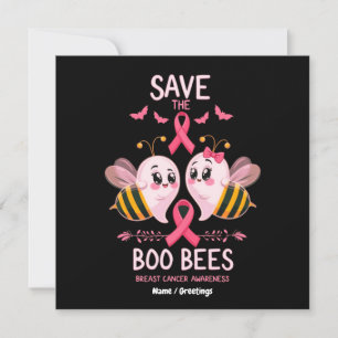 Save The Boo Bees Breast Cancer Women Halloween Invitation