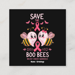 Save The Boo Bees Breast Cancer Women Halloween Square Business Card