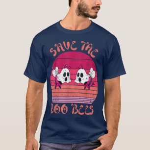 Save The Boo Bees Funny Boo Ghost Vintage Breast C T-Shirt